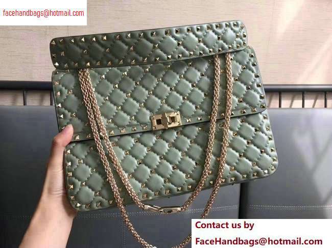 Valentino large Rockstud Spike Chain Bag 0123L green2020 - Click Image to Close