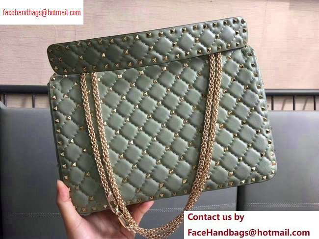 Valentino large Rockstud Spike Chain Bag 0123L green2020 - Click Image to Close
