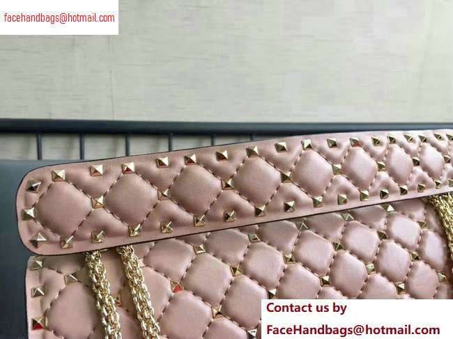 Valentino large Rockstud Spike Chain Bag 0123L nude pink 2020 - Click Image to Close