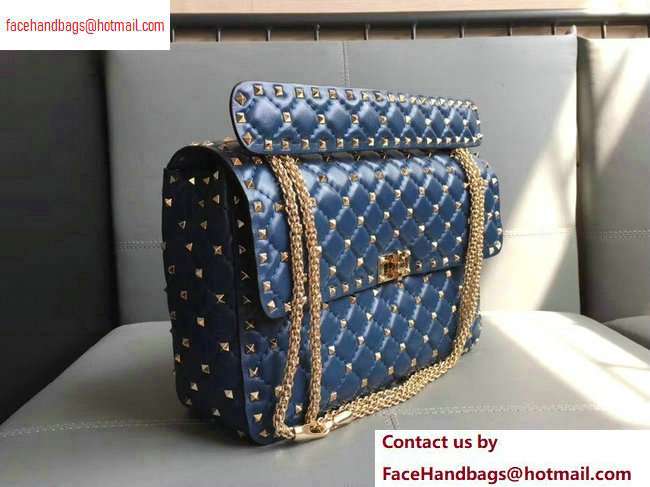 Valentino large Rockstud Spike Chain Bag 0123L royal blue2020 - Click Image to Close