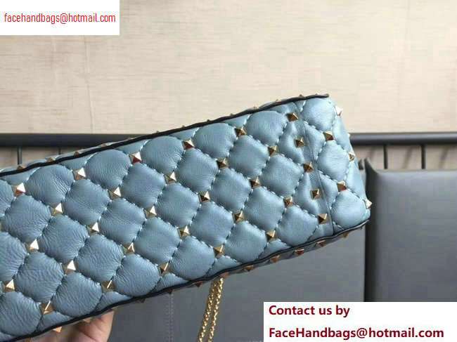 Valentino large Rockstud Spike Chain Bag 0123L sky blue 2020 - Click Image to Close