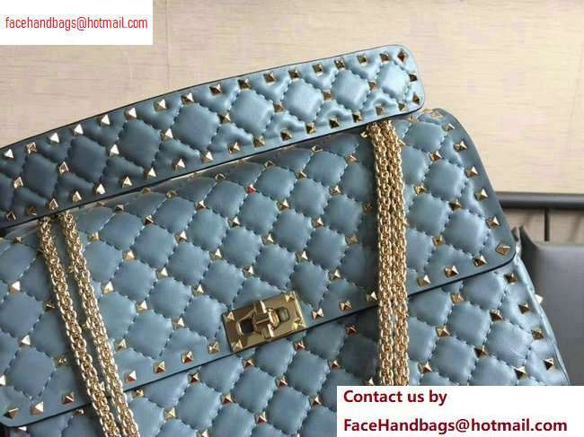 Valentino large Rockstud Spike Chain Bag 0123L sky blue 2020 - Click Image to Close