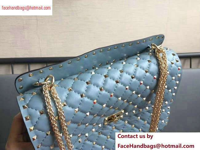 Valentino large Rockstud Spike Chain Bag 0123L sky blue 2020