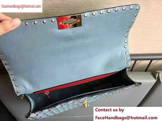 Valentino large Rockstud Spike Chain Bag 0123L sky blue 2020