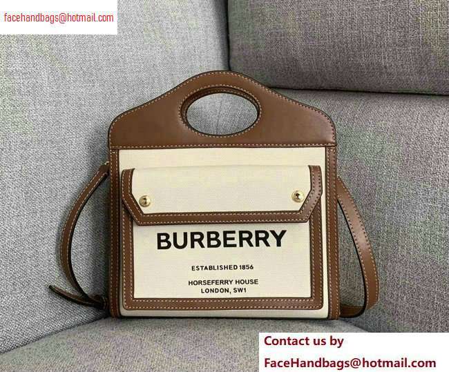 burberry Mini Two-tone Canvas and Leather Pocket Bag