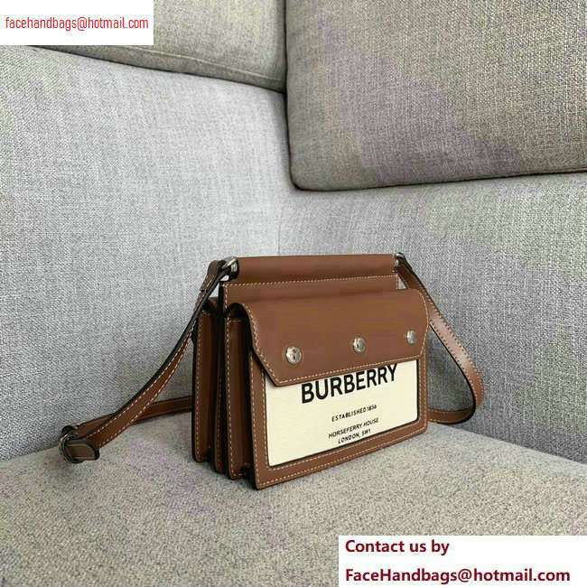 burberry Mini canvas Title Bag brown with Pocket Detail
