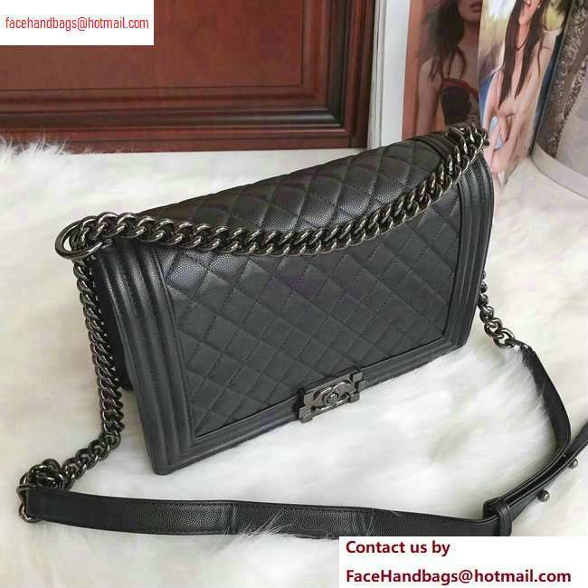 chanel new medium le boy bag black in caviar leather with black hardware