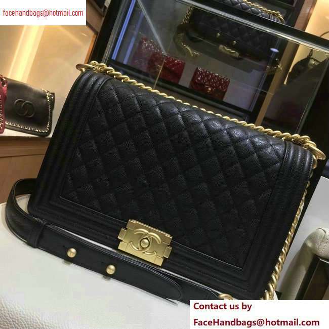 chanel new medium le boy bag black in caviar leather with gold hardware