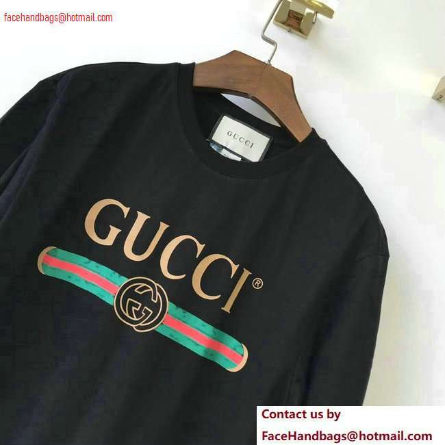 gucci Oversize T-shirt with Gucci logo BLACK
