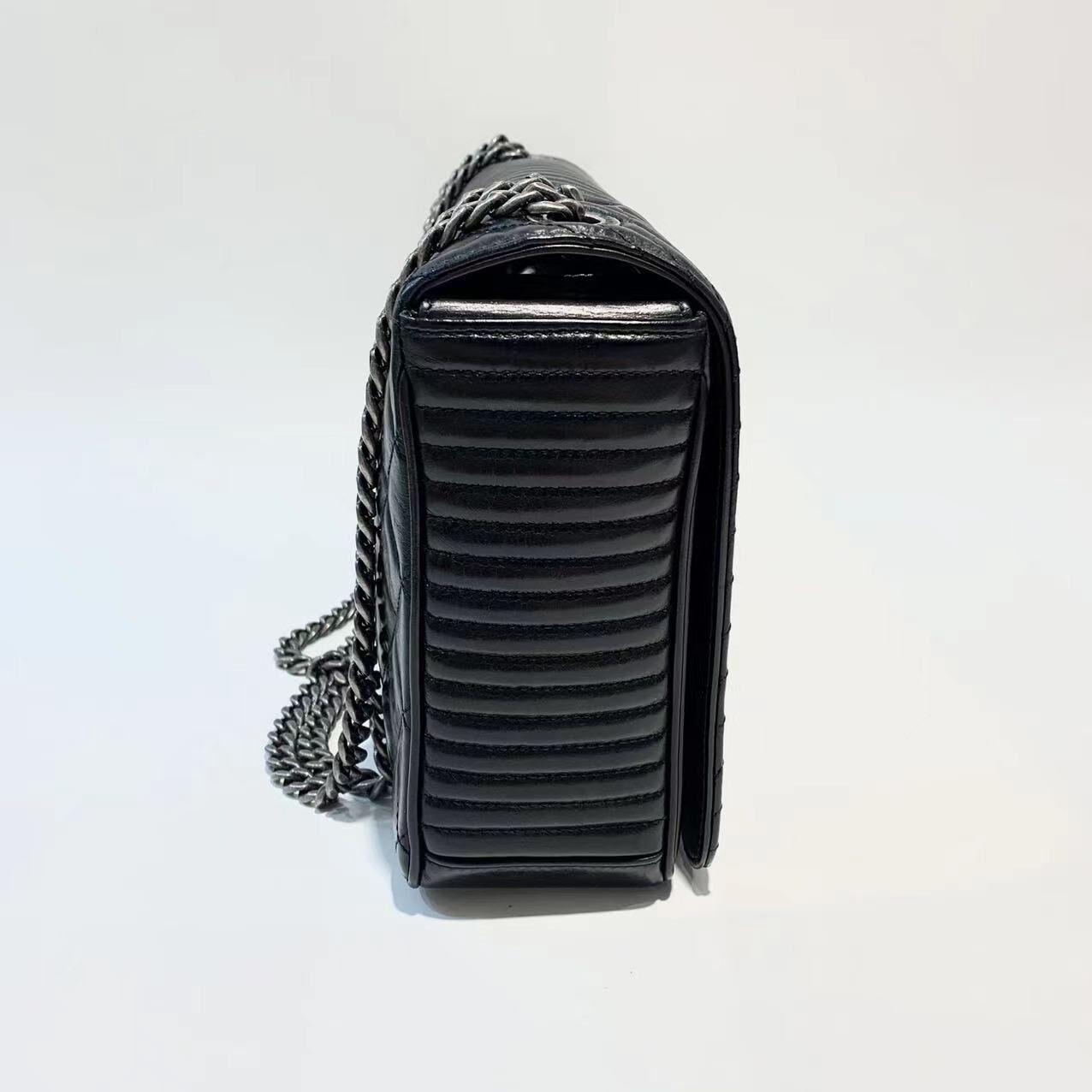 Chanel 1112 Classic 2.55 Black REAL Leather With Silver Hardware