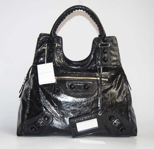 New Balenciaga 218383 Black Leather Handbag - Click Image to Close
