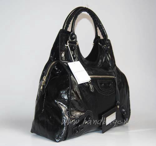 New Balenciaga 218383 Black Leather Handbag
