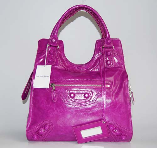 New Balenciaga 218383 Medium Purple Leather Handbag - Click Image to Close