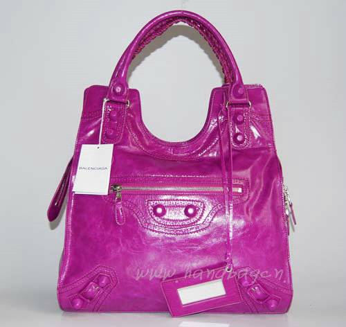 New Balenciaga 218383 Medium Purple Leather Handbag