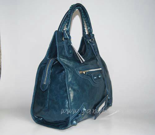 New Balenciaga 218383 Royal Blue Leather Handbag