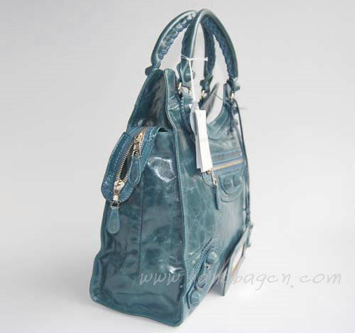 Balenciaga 218384 Dark Blue Arena Giant Covered Folder Leather Bag