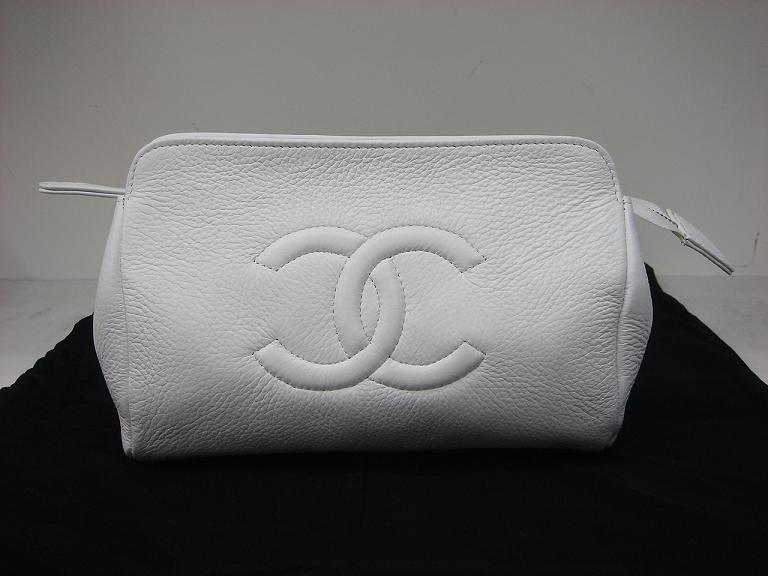 Chanel 225 Calfskin White Evening Bag