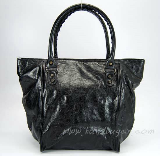 Balenciaga 228750 Black Oil Leather Sunday Small Tote Bag - Click Image to Close