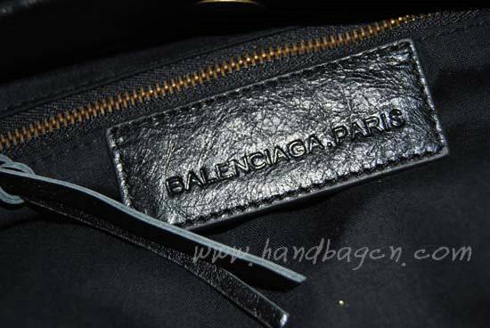 Balenciaga 228750 Black Oil Leather Sunday Small Tote Bag