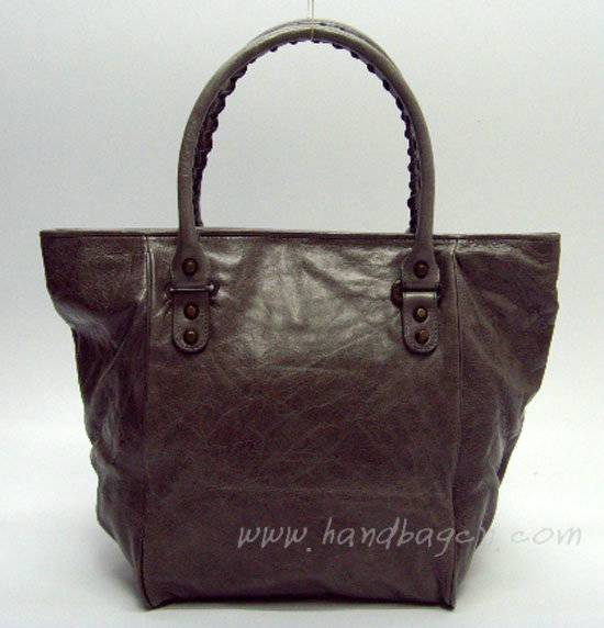 Balenciaga 228750 Silvery Gray Sunday Small Leather Handbag - Click Image to Close