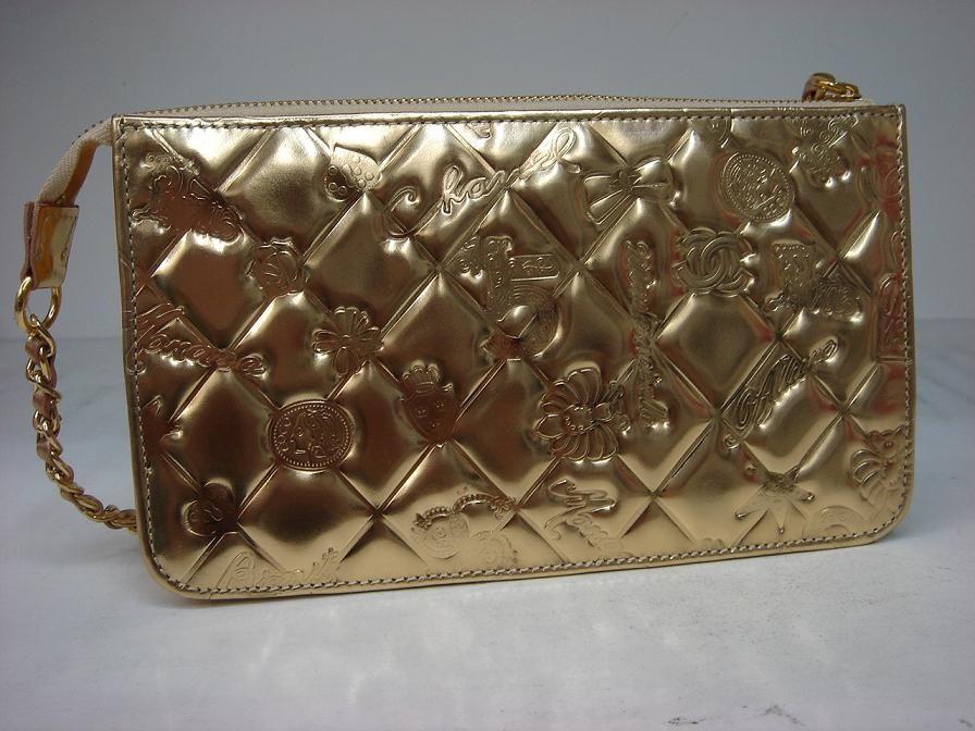 Chanel 232 Light Leather Evening Bag With Gold Hardware