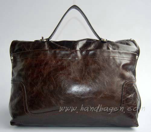 Balenciaga 2948 Dark Coffee Oil Leather Single Handle Bag - Click Image to Close
