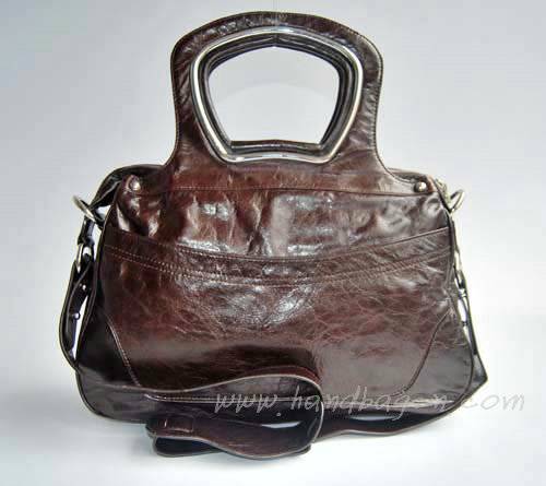 Balenciaga 2949 Dark Coffee Oil Leather Cutout Detail Medium Bag - Click Image to Close