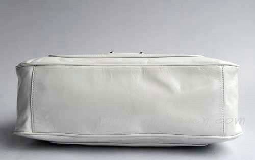 Balenciaga 2949 Cream Oil Leather Cutout Detail Medium Bag