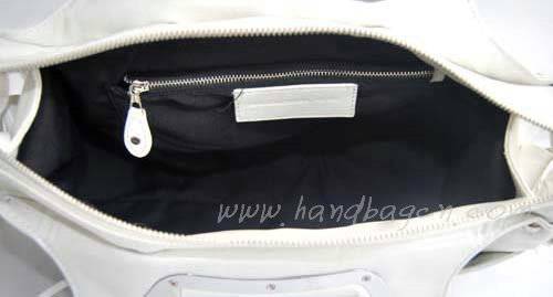Balenciaga 2949 Cream Oil Leather Cutout Detail Medium Bag - Click Image to Close
