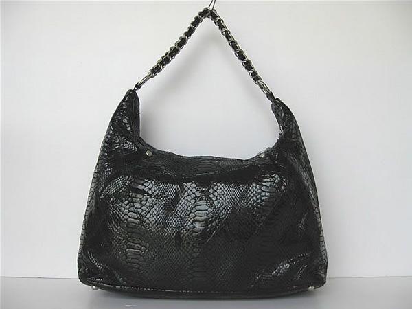 Chanel 335537 Replica Handbag Black Snakeskin Leather With Silver Hardware