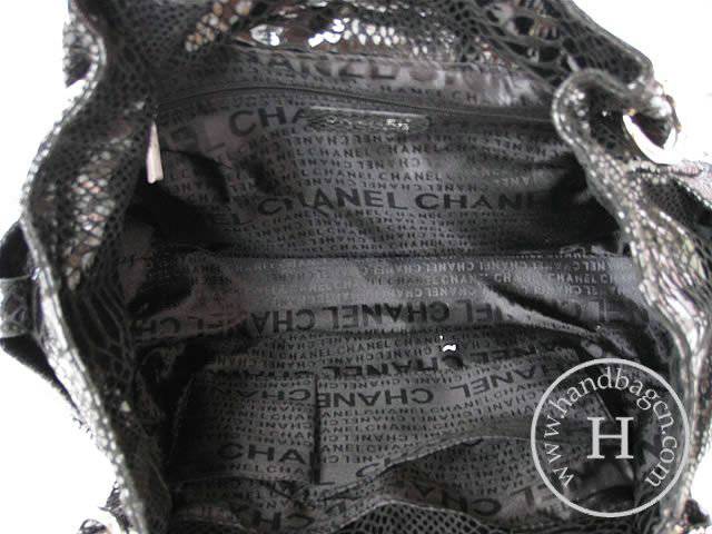 Chanel 335538 Replica Handbag Black Snakeskin Leather With Silver Hardware