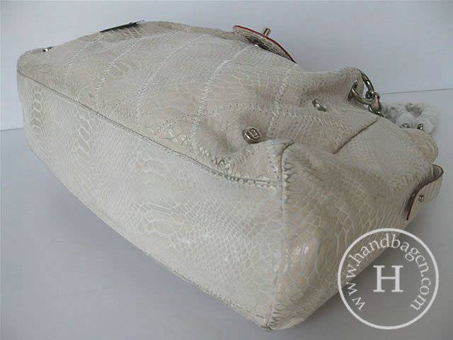 Chanel 335538 Replica Handbag White Snakeskin Leather With Silver Hardware - Click Image to Close