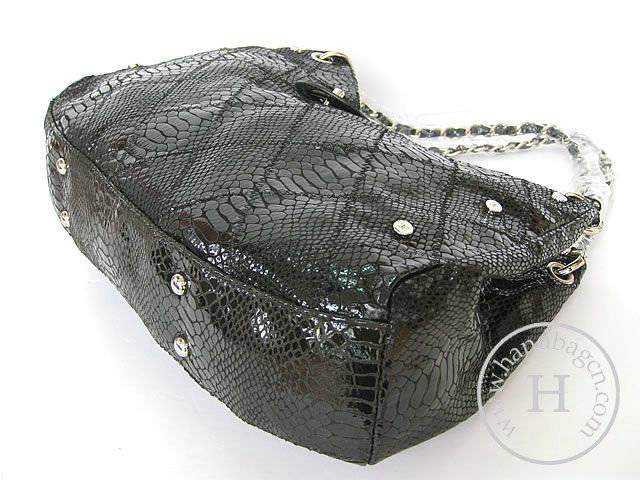 Chanel 335539 Replica Handbag Black Snakeskin Leather With Silver Hardware