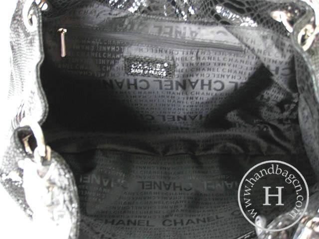 Chanel 335539 Replica Handbag Black Snakeskin Leather With Silver Hardware