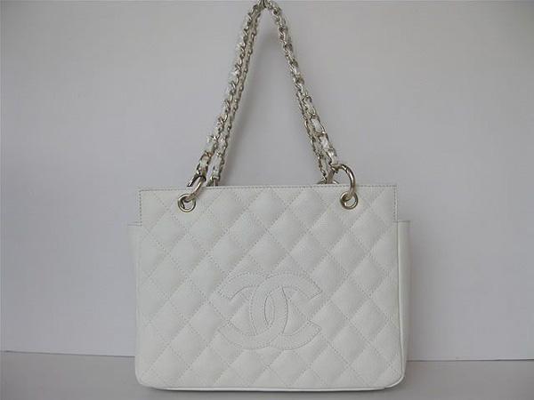 Chanel 35225 Replica Handbag White Cowhide Leather With Gold Hardware