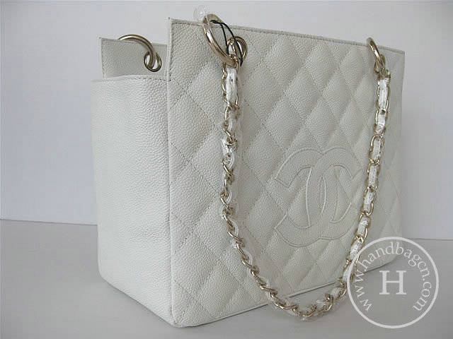 Chanel 35225 Replica Handbag White Cowhide Leather With Gold Hardware - Click Image to Close