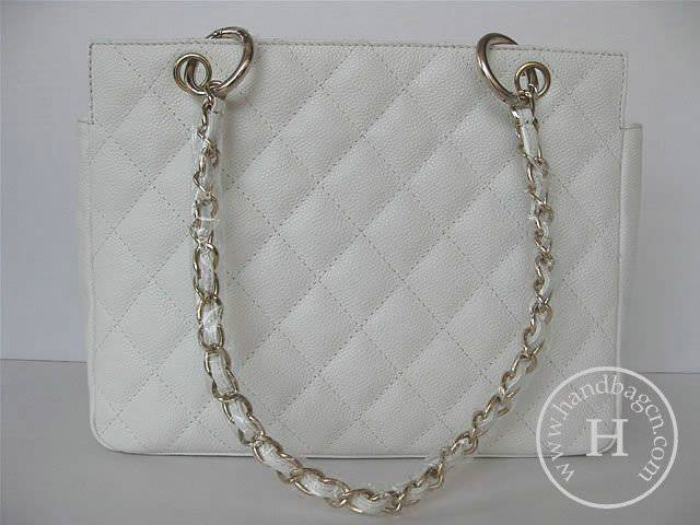 Chanel 35225 Replica Handbag White Cowhide Leather With Gold Hardware - Click Image to Close