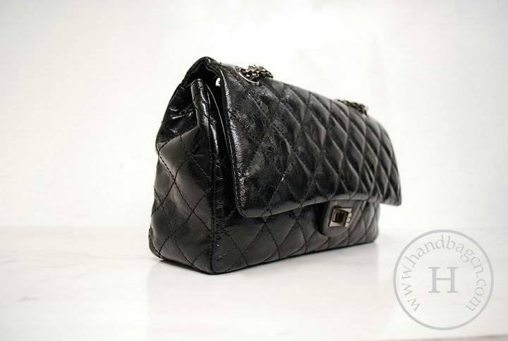 Chanel 35454 Black metalic leather replica handbag - Click Image to Close