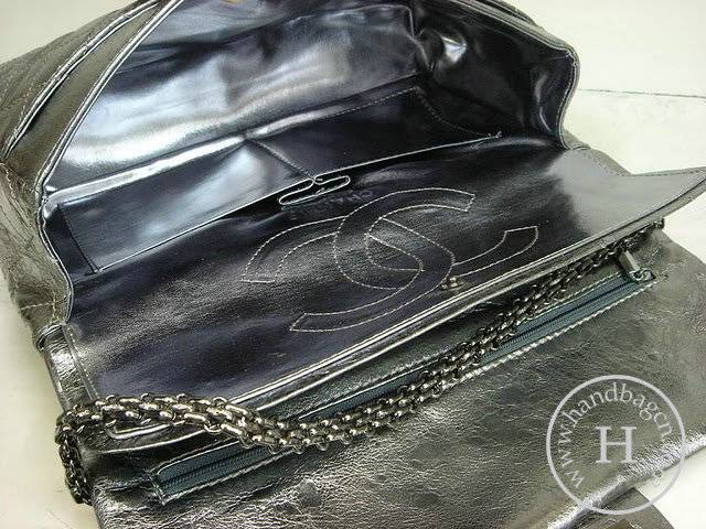 Chanel 35454 Grey metalic leather replica handbag