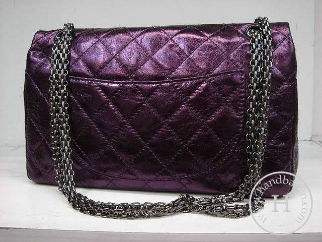 Chanel 35454 Purple metalic leather replica handbag