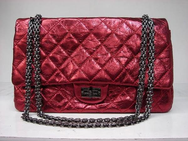 Chanel 35454 Red metalic leather replica handbag