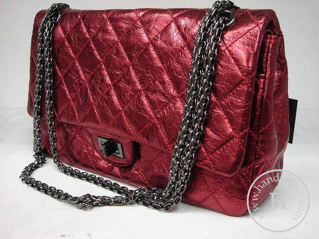 Chanel 35454 Red metalic leather replica handbag