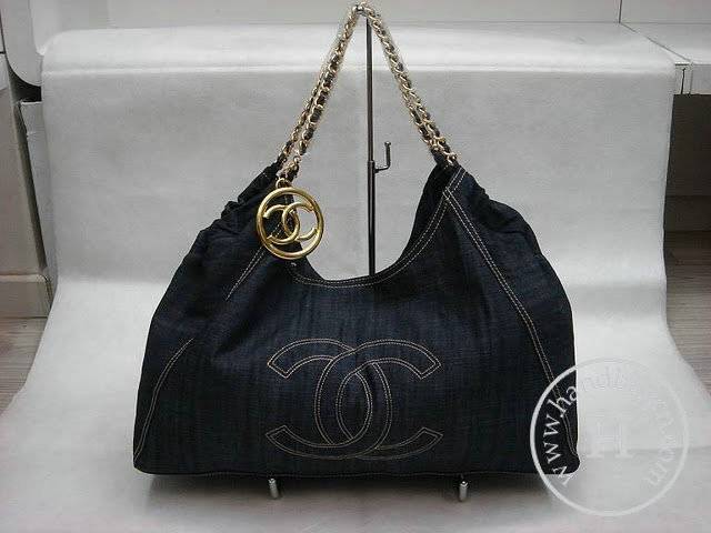Chanel 35462 denim shopper replica handbag with Gold hardware
