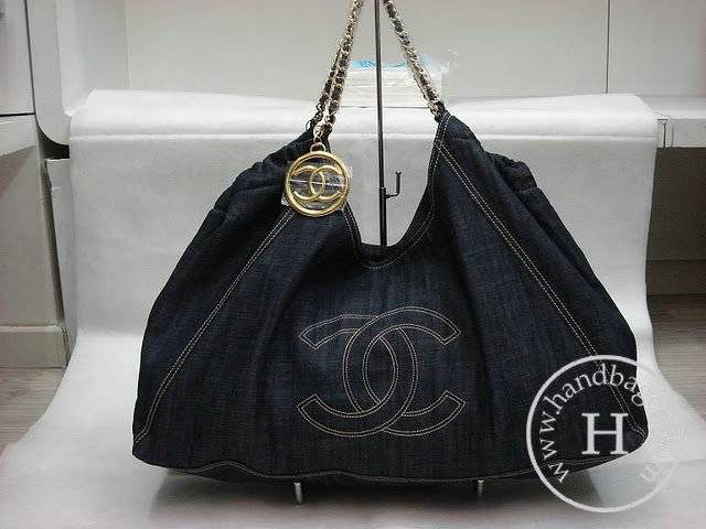 Chanel 35463 denim shopper replica handbag with Gold hardware - Click Image to Close
