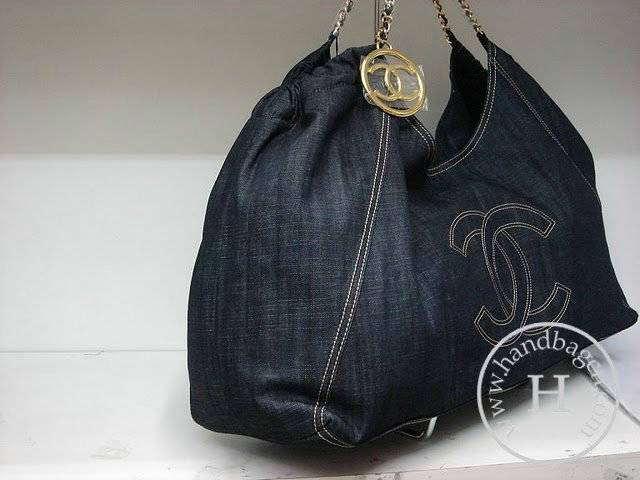 Chanel 35463 denim shopper replica handbag with Gold hardware - Click Image to Close