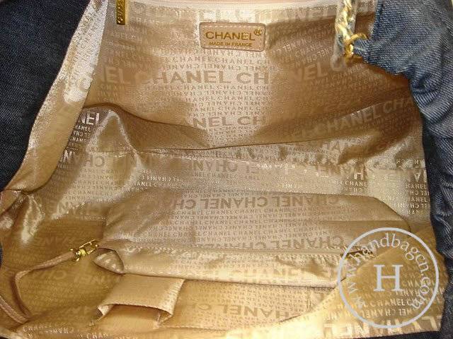 Chanel 35463 denim shopper replica handbag with Gold hardware