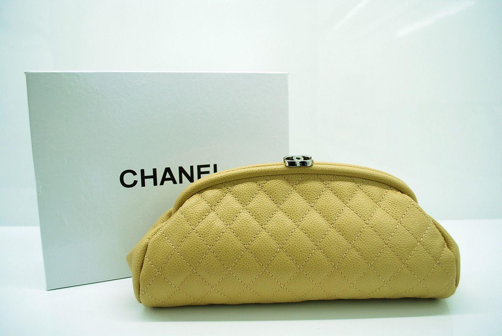 Chanel 35487 Apricot Caviar Leather Evening Bag