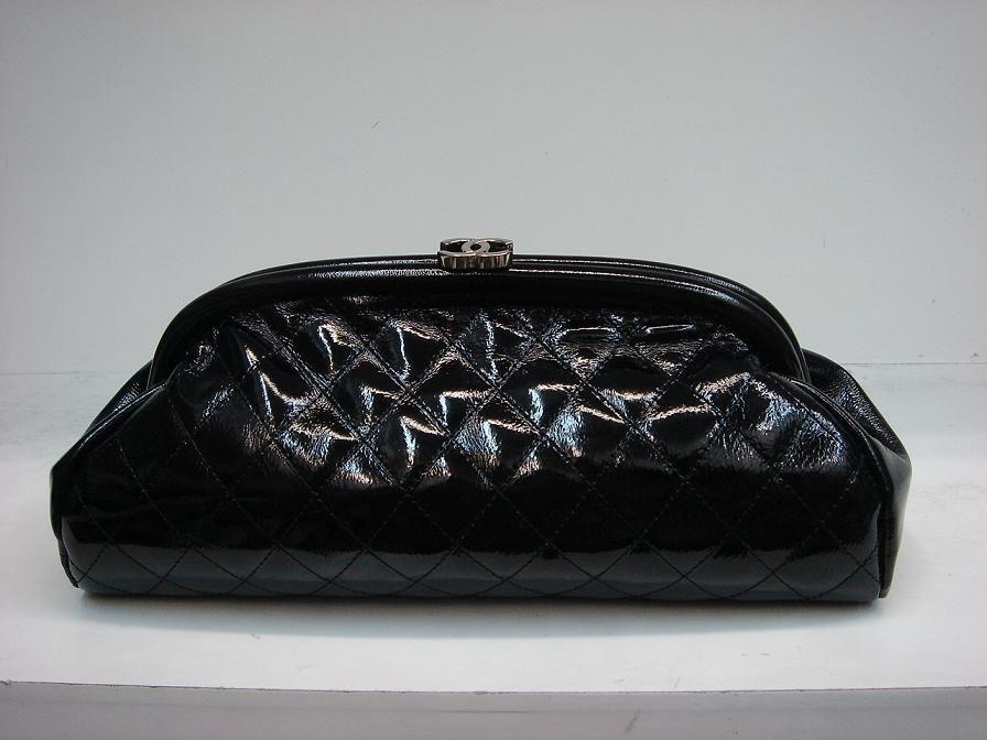 Chanel 35487 Black patent leather Evening Bag - Click Image to Close