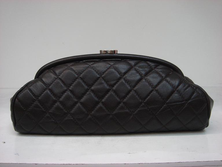 Chanel 35487 Brown Lambskin Leather Evening Bag