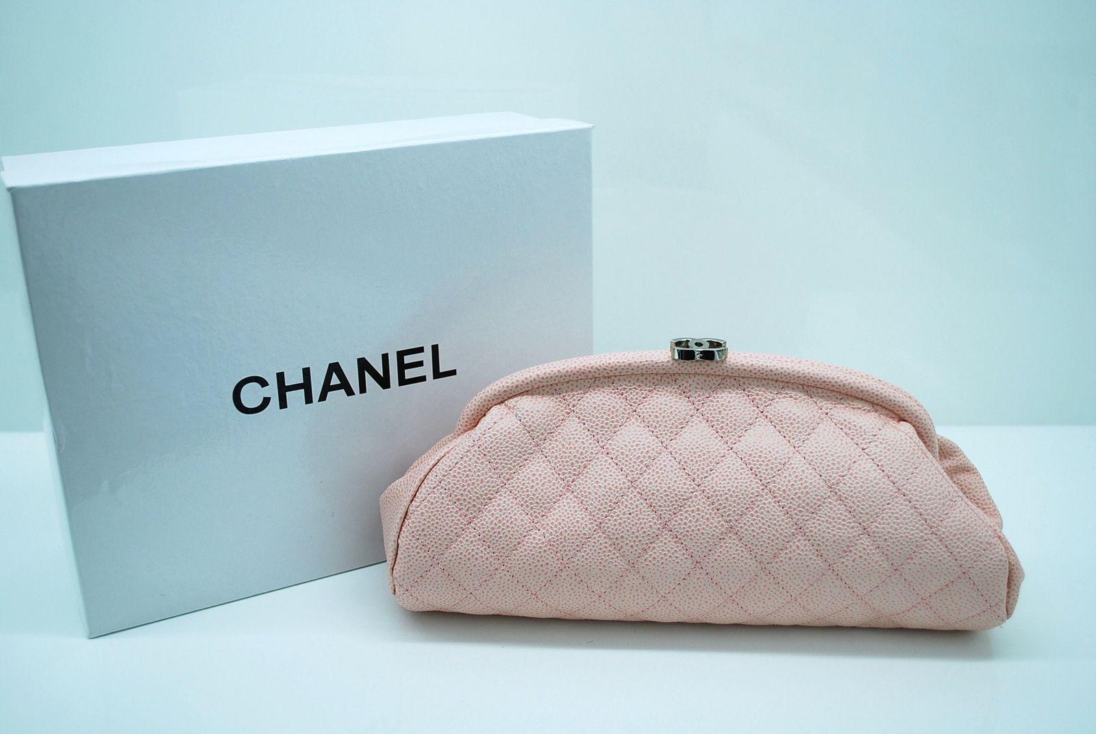 Chanel 35487 Pink Caviar Leather Evening Bag